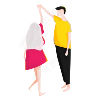 情人节情侣舞蹈元素,免抠元素