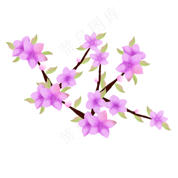 手绘装饰粉色桃花元素