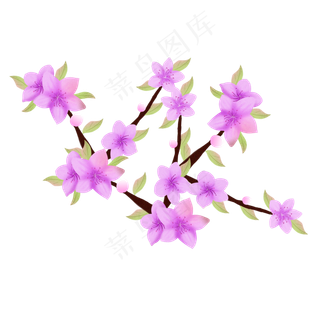 手绘装饰粉色桃花元素
