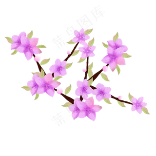 手绘装饰粉色桃花元素