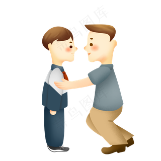 爸爸和穿校服的儿子