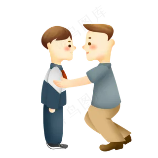 爸爸和穿校服的儿子