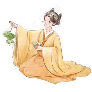 拿粽子古风女子