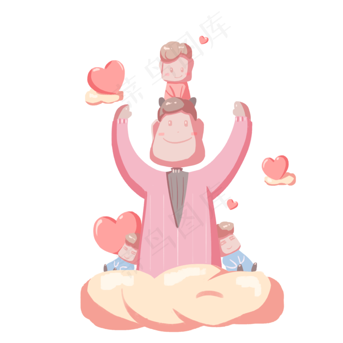 父亲节夸张风父子相处人物卡通免