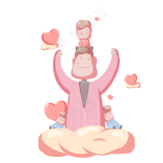 父亲节夸张风父子相处人物卡通免