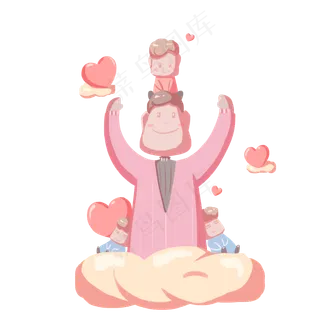 父亲节夸张风父子相处人物卡通免