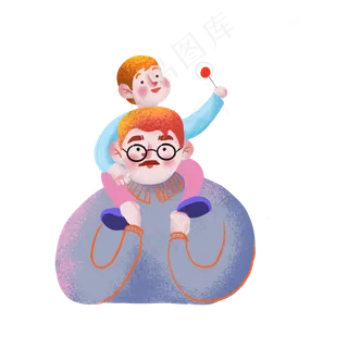 父亲节扁平风可爱手绘