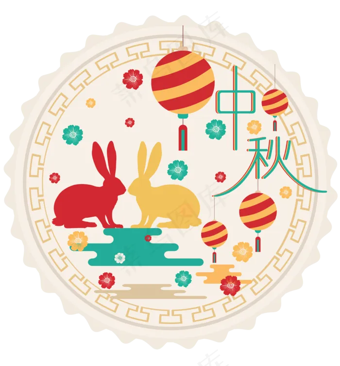 中秋节八月十五包装梅花,免抠元素