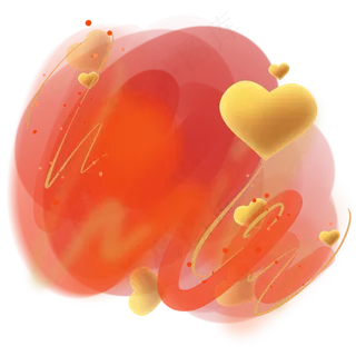 红色炫彩金色心