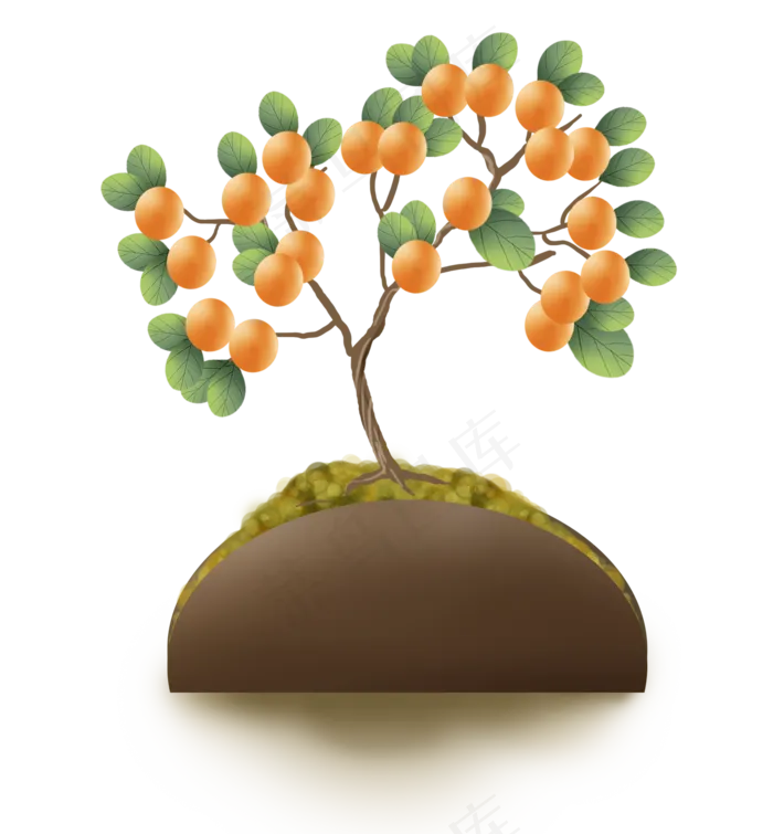 古风金钱橘树(2000X2158(DPI:299))psd模版下载