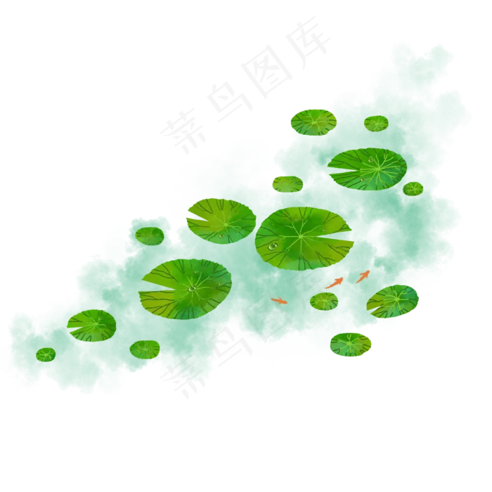 浮萍手绘浮萍荷叶(2500X2500(DPI:300))psd模版下载