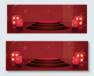 红色立体促销banner
