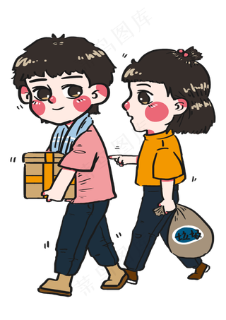 五一劳动节男孩女孩一起搭配干活