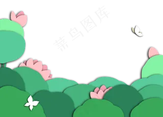 荷花边框莲叶田田