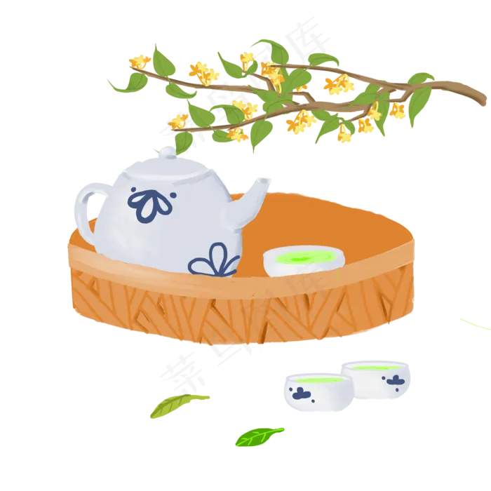 白露美食二十四节气民俗风情桂花,免抠元素