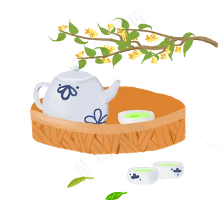 白露美食二十四节气民俗风情桂花,免抠元素