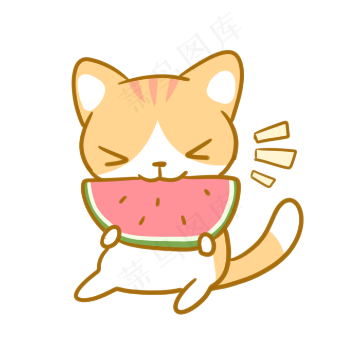 吃西瓜的橘猫(2100X2100(DPI:300))psd模版下载