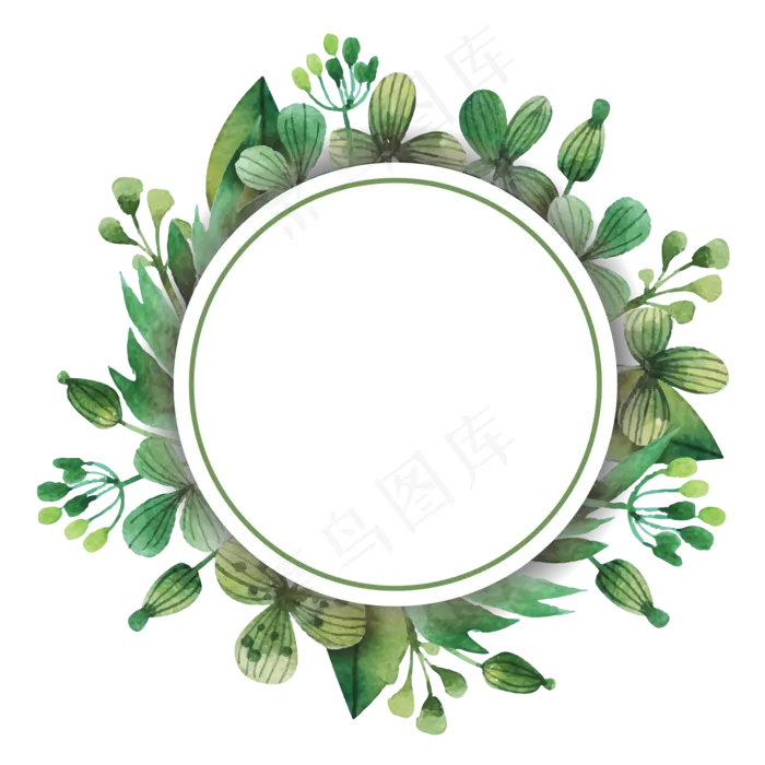 手绘树叶花框素材(2000X1302(DPI:300))ai矢量模版下载