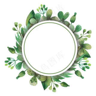 手绘树叶花框素材