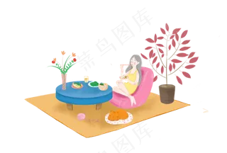 坐沙发上的女孩