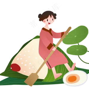 端午节拿着船桨的女孩