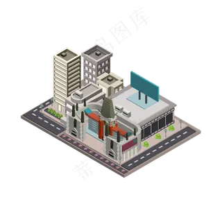 2D高楼大厦矢量素材,免抠元素