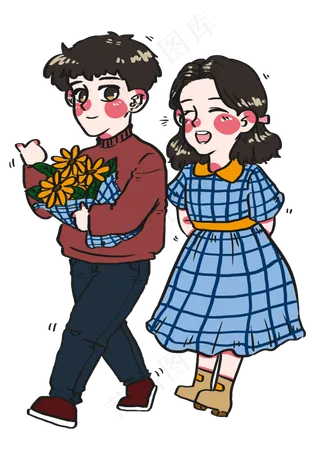 儿童节可爱的男生女生准备节日礼