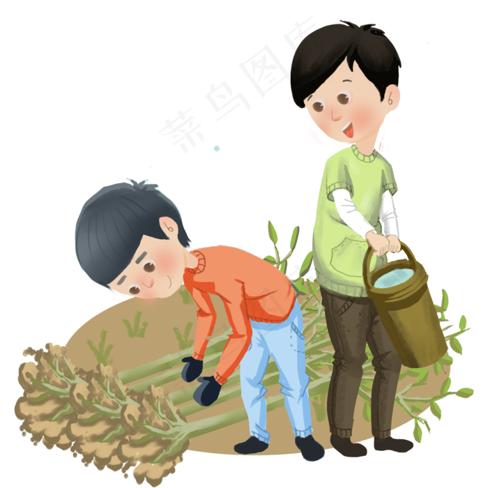 植树节人物和树木
