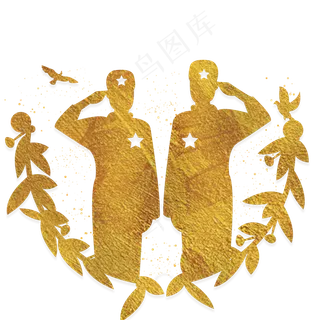 撒金粉庆祝国庆节军人敬礼橄榄枝