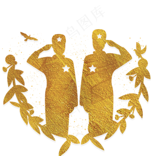 撒金粉庆祝国庆节军人敬礼橄榄枝