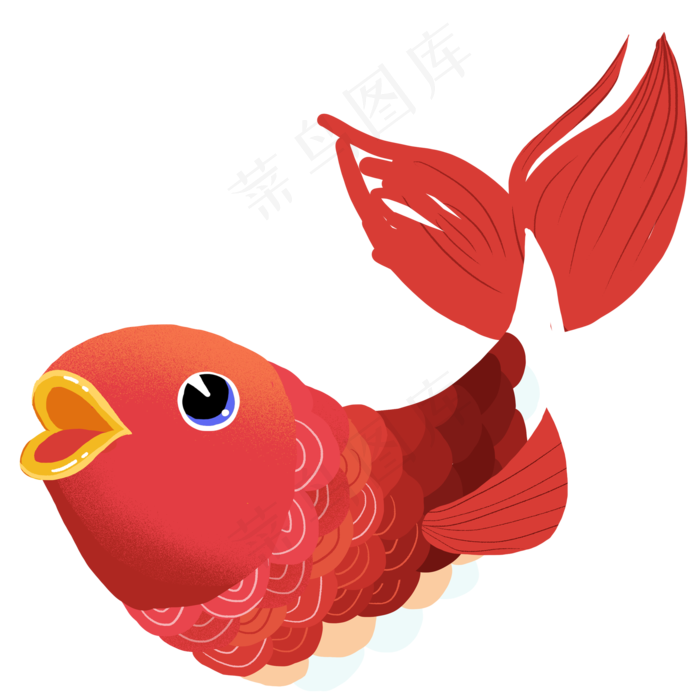 卡通红色喜庆张嘴鲤鱼(2000X2000(DPI:300))psd模版下载