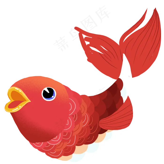 卡通红色喜庆张嘴鲤鱼(2000X2000(DPI:300))psd模版下载