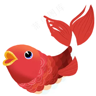 卡通红色喜庆张嘴鲤鱼