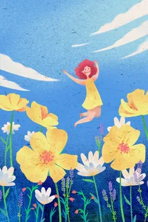 扁平风春天花海风景 扁平风春天花海风景