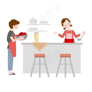 小清新手绘人物幸福的两人,免抠元素