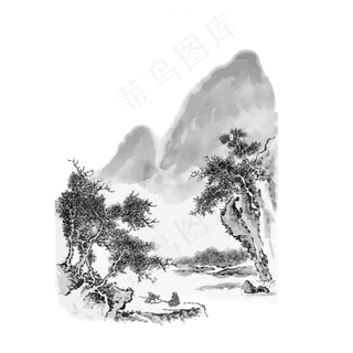 国画水墨山水东方意境黑白PNG 国画水墨山水东方意境黑白PNG