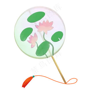 中国风荷花团扇
