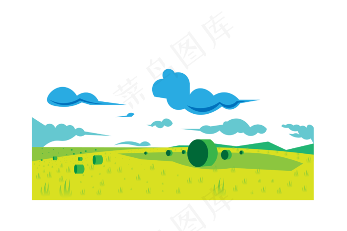 草丛草原春天场景,免抠元素