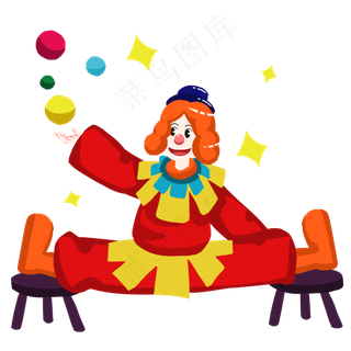 愚人节小丑表演劈腿抛球手绘人物