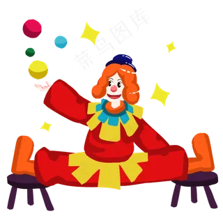 愚人节小丑表演劈腿抛球手绘人物
