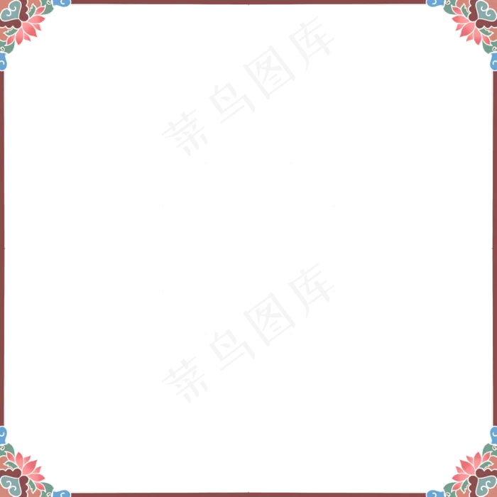 国潮风中式复古花纹边框(2000X2000(DPI:300))psd模版下载