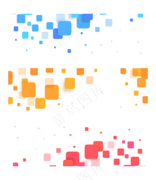 彩色矩形块电商宣传横幅,免抠元素