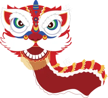新年舞狮手绘插画png图片