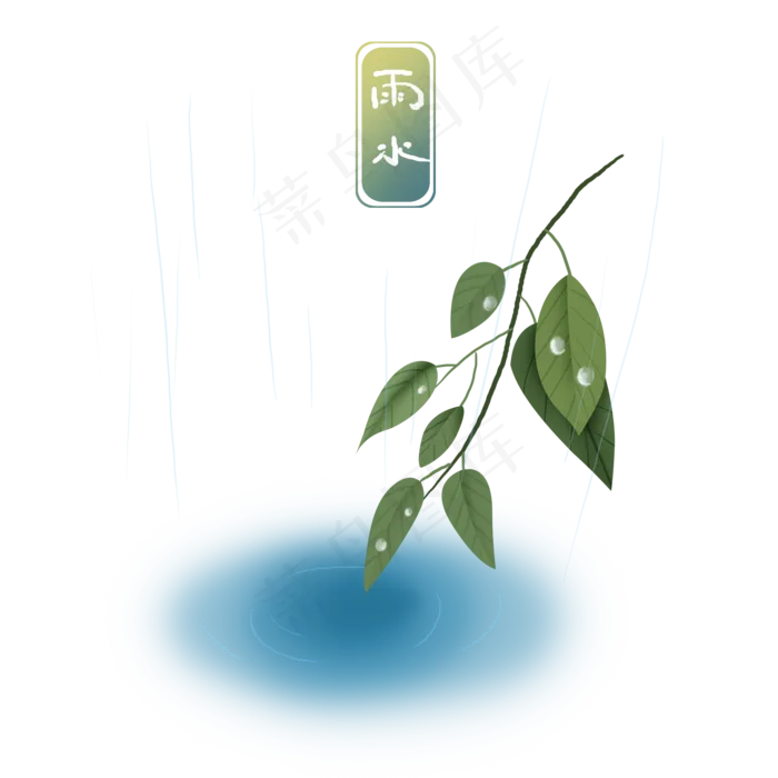 二十四节气雨水植物上的雨珠,免抠元素