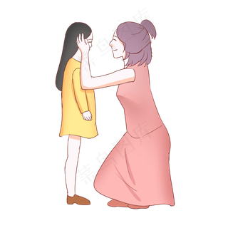 三八妇女节母亲节母亲和女儿,免抠元素