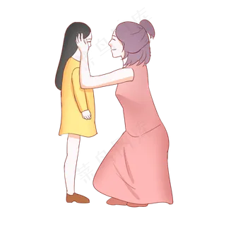 三八妇女节母亲节母亲和女儿,免抠元素