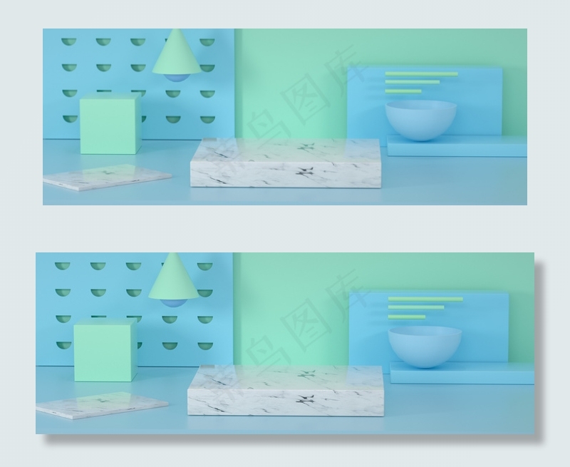 C4D立体夏日清凉电商展台banner(1920*700px 	       )