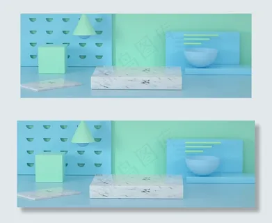 C4D立体夏日清凉电商展台banner