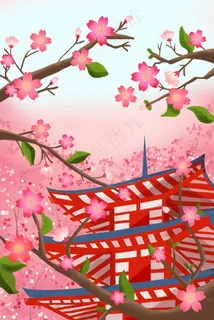 日本手绘风格唯美浪漫粉色樱花节 日本手绘风格唯美浪漫粉色樱花节