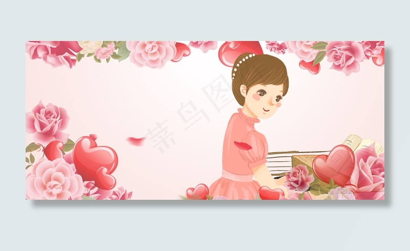 矢量文艺花卉妇女节banner背景